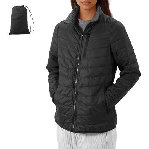 JEMIDI Damen Steppjacke leicht - Wasserabweisende Puffer Jacket - Vegane Daunenjacke wendbar - Leichte Herbst Winter Jacke - 5 Reißverschlusstaschen - Übergangsjacke Isolationsjacke von JEMIDI
