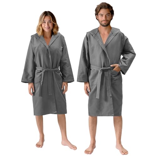 JEMIDI Mikrofaser Bademantel für Damen und Herren - Leichter dünner Bademantel Unisex - Saunamantel Reisebademantel dünn und leicht - Bathrobe von JEMIDI