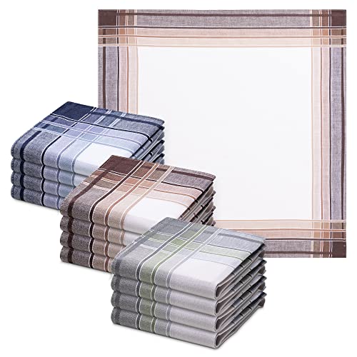 JEMIDI Stofftaschentücher Herren und Damen Baumwolle 12er Pack Stoff Taschentücher 100% Baumwolle Herrentaschentücher Stofftaschentuch in unterschiedlichen Designs, Design 1, 40cm x 40cm von JEMIDI