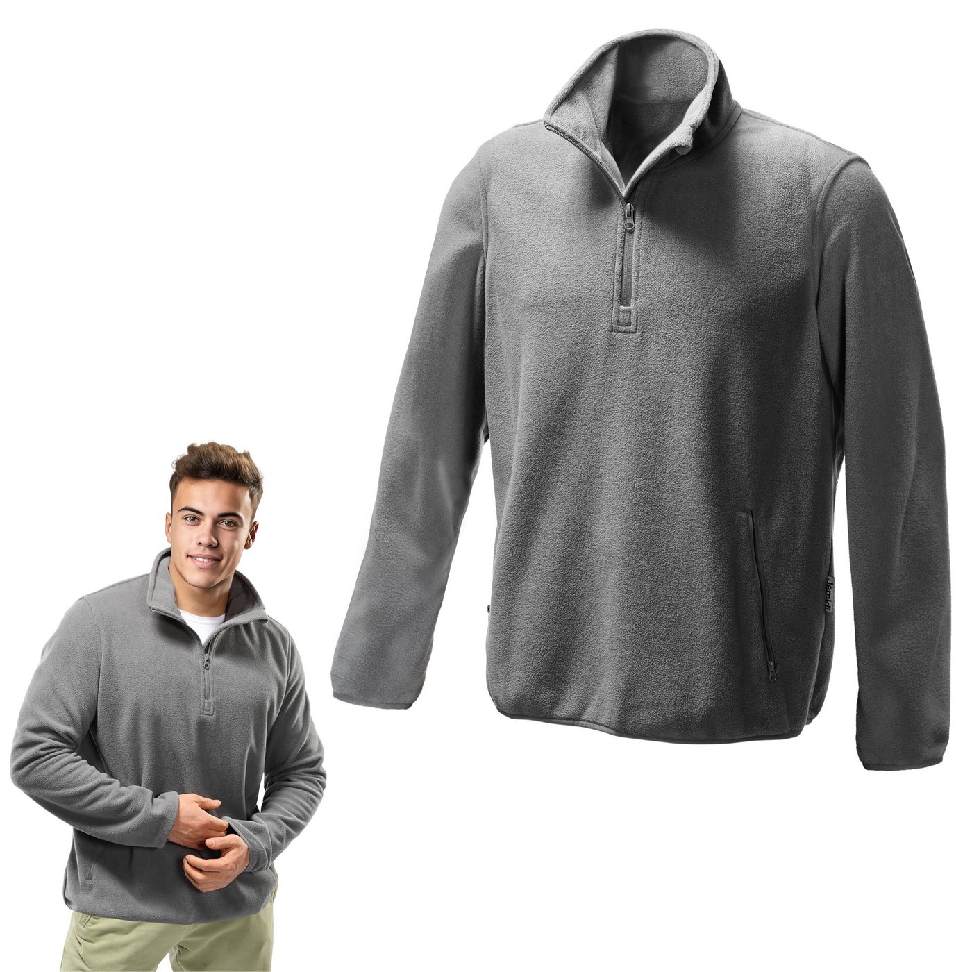 JEMIDI Sweatjacke Herren Fleece Jacke - Männer Fleecejacke Half-Zip - 100% Polyester (1-tlg) von JEMIDI