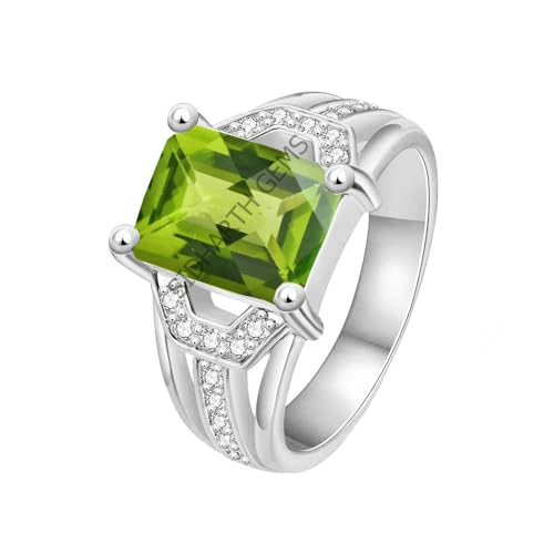 JEMSPRIME 9,25 Ratti/8,50 Karrat AA++ Qualitätszertifizierter unbeheizter synthetischer Peridot Messing Finger Peridot Ring für Damen und Herren (GGTL Lab zertifiziert), Metall, Peridot, Metall, von JEMSPRIME
