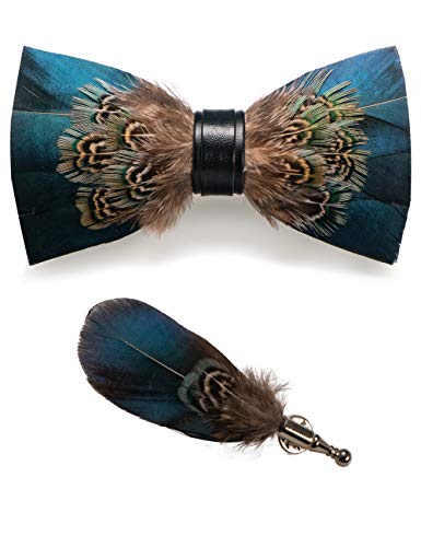 JEMYGINS Handgemacht Feder Fliege Mit Geschenkbox Set für Herren, Braun/Peacock Blau, M JEMYGINS Handgemacht Feder Fliege Mit Geschenkbox Set für Herren, Braun/Peacock Blau, M von JEMYGINS