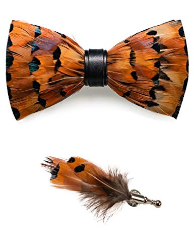 JEMYGINS Handgemacht Hochzeit Party Leder Fliege Feder Fliegen mit Geschenkbox Set für Herren, Leopard, M JEMYGINS Handgemacht Hochzeit Party Leder Fliege Feder Fliegen mit Geschenkbox Set für Herren, Leopard, M von JEMYGINS