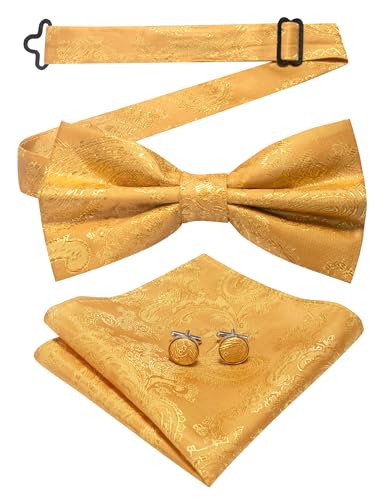 JEMYGINS Herren Fliege mit Cashewblütendesign Retro-Design mit Manschettenknöpfen und Einstecktuch,Römischer Feiertags-Mojito mit gelber Mango JEMYGINS Herren Fliege mit Cashewblütendesign Retro-Design mit Manschettenknöpfen und Einstecktuch,Römischer Feiertags-Mojito mit gelber Mango von JEMYGINS