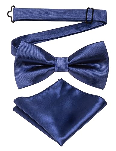 JEMYGINS Herren Fliegen Einfarbig in verschiedenen Farben Erhältlich Einschließlich Einstecktuchset,Bajablau dunkelblau von JEMYGINS