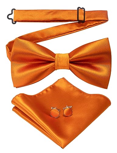 JEMYGINS Herren Fliegen Einfarbig in verschiedenen Farben Erhältlich Einschließlich Einstecktuchset,orange von JEMYGINS