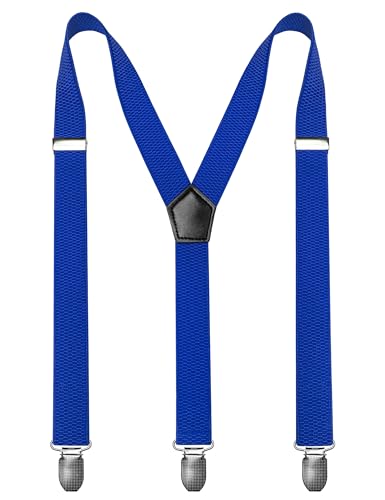 JEMYGINS Herren Hosenträger in einfacher Y-Form mit 3 stabilen Metallclips Blau von JEMYGINS