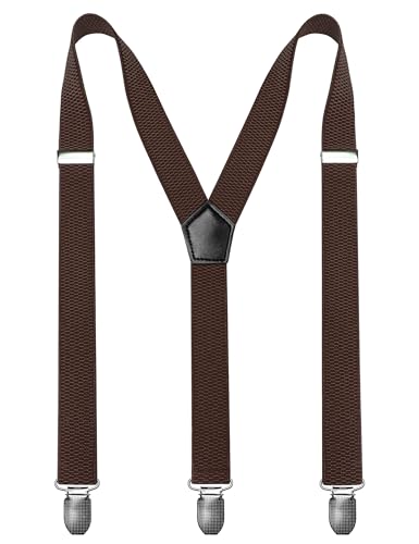 JEMYGINS Herren Hosenträger in einfacher Y-Form mit 3 stabilen Metallclips Kaffeebraun von JEMYGINS