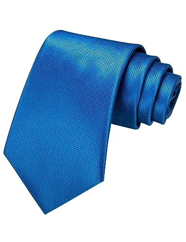 JEMYGINS Herren-Krawatte im karierten Muster und einfarbigen Design für formelle Anlässe,Blau von JEMYGINS