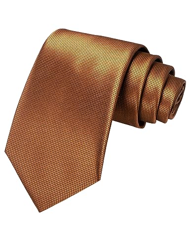 JEMYGINS Herren-Krawatte im karierten Muster und einfarbigen Design für formelle Anlässe,Braun von JEMYGINS