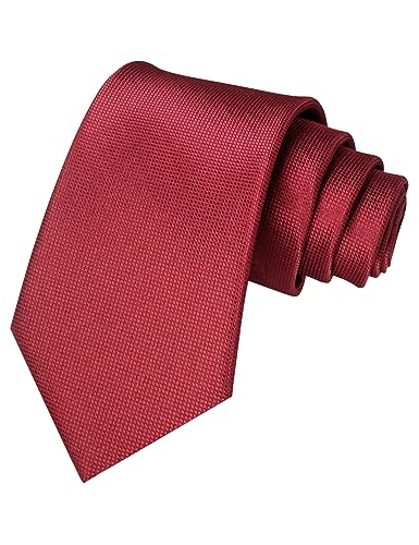 JEMYGINS Herren-Krawatte im karierten Muster und einfarbigen Design für formelle Anlässe,Weinrot von JEMYGINS