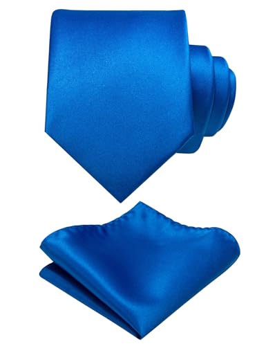 JEMYGINS Herren Krawatte mit Matte Oberfläche inklusive Einstecktuch Set in verschiedenen Farben Blau von JEMYGINS