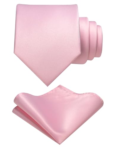 JEMYGINS Herren Krawatte mit Matte Oberfläche inklusive Einstecktuch Set in verschiedenen Farben Hell-Pink von JEMYGINS