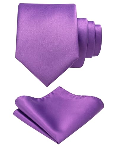 JEMYGINS Herren Krawatte mit Matte Oberfläche inklusive Einstecktuch Set in verschiedenen Farben Helles Lila von JEMYGINS