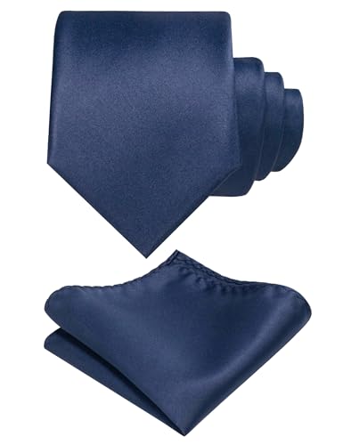 JEMYGINS Herren Krawatte mit Matte Oberfläche inklusive Einstecktuch Set in verschiedenen Farben Navy blau von JEMYGINS