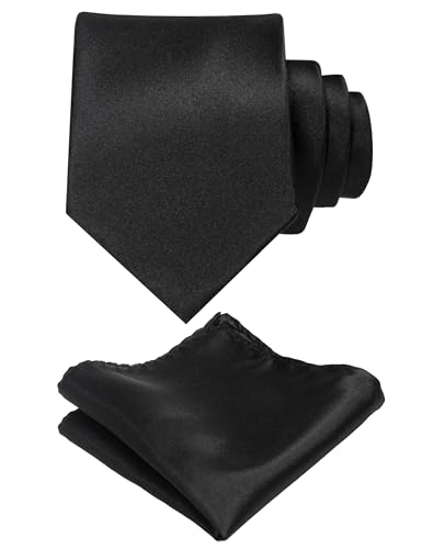 JEMYGINS Herren Krawatte mit Matte Oberfläche inklusive Einstecktuch Set in verschiedenen Farben Schwarz von JEMYGINS