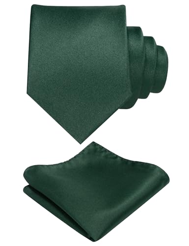 JEMYGINS Herren Krawatte mit Matte Oberfläche inklusive Einstecktuch Set in verschiedenen Farben dunkelgrün von JEMYGINS