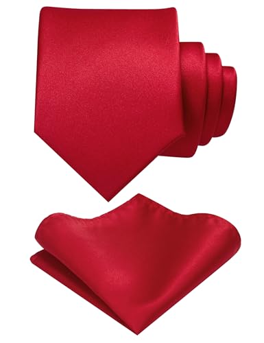 JEMYGINS Herren Krawatte mit Matte Oberfläche inklusive Einstecktuch Set in verschiedenen Farben tiefrot von JEMYGINS