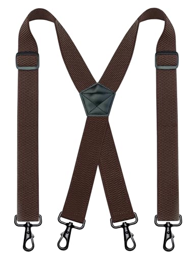 JEMYGINS Herren Outdoor Hosenträger X-Typ längenverstellbar mit Karabiner Verschluss Anti-Rutsch-Schnalle Kaffeebraun JEMYGINS Herren Outdoor Hosenträger X-Typ längenverstellbar mit Karabiner Verschluss Anti-Rutsch-Schnalle Kaffeebraun von JEMYGINS