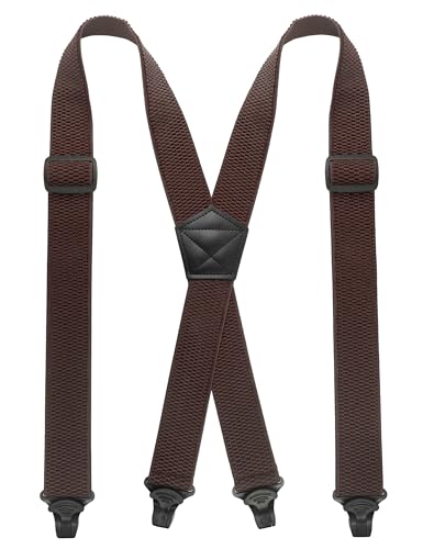 JEMYGINS Herren Outdoor Hosenträger X-Typ längenverstellbar mit robusten Kunststoffschnallen braun von JEMYGINS