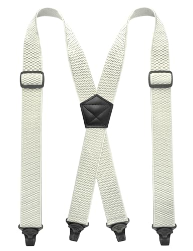 JEMYGINS Herren Outdoor Hosenträger X-Typ längenverstellbar mit robusten Kunststoffschnallen cremefarben von JEMYGINS