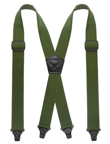 JEMYGINS Herren Outdoor Hosenträger X-Typ längenverstellbar mit robusten Kunststoffschnallen dunkelgrün von JEMYGINS