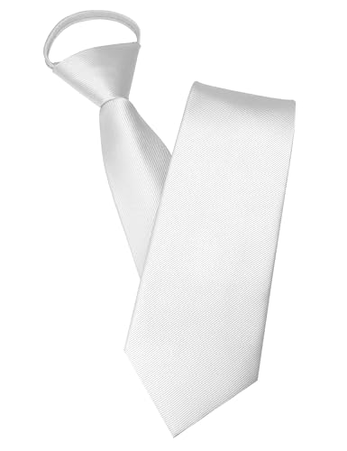 JEMYGINS Herren Reißverschlusskrawatte Weiß Krawatte - Eleganter Look in Sekundenschnelle von JEMYGINS