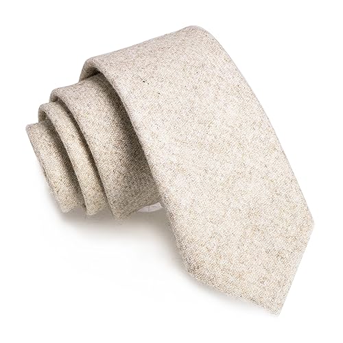 JEMYGINS Herren Schmale Krawatte aus Wolle 6CM - Modische Herren Wolle Krawatte in Schmalem Design mit klassischem Stil,Beige von JEMYGINS