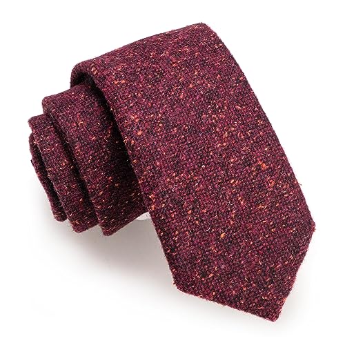 JEMYGINS Herren Schmale Krawatte aus Wolle 6CM - Modische Herren Wolle Krawatte in Schmalem Design mit klassischem Stil,Weinrot von JEMYGINS