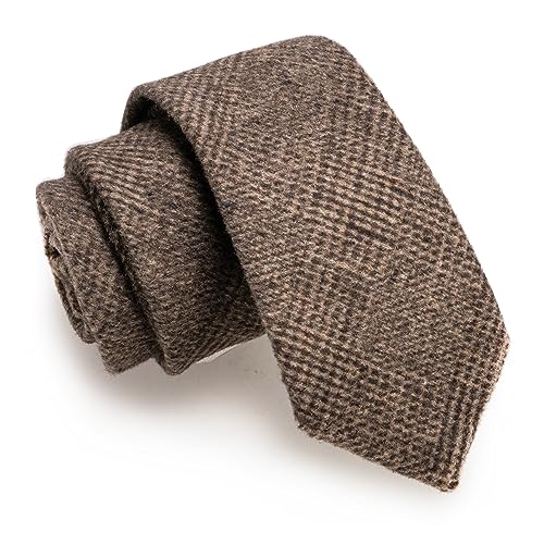 JEMYGINS Herren Schmale Krawatte aus Wolle 6CM - Modische Herren Wolle Krawatte in Schmalem Design mit klassischem Stil,braune Streifen JEMYGINS Herren Schmale Krawatte aus Wolle 6CM - Modische Herren Wolle Krawatte in Schmalem Design mit klassischem Stil,braune Streifen von JEMYGINS