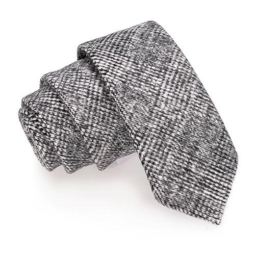 JEMYGINS Herren Schmale Krawatte aus Wolle 6CM - Modische Herren Wolle Krawatte in Schmalem Design mit klassischem Stil,schwarze und weiße Streifen JEMYGINS Herren Schmale Krawatte aus Wolle 6CM - Modische Herren Wolle Krawatte in Schmalem Design mit klassischem Stil,schwarze und weiße Streifen von JEMYGINS