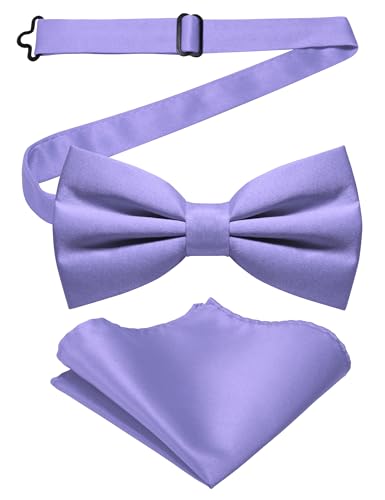 JEMYGINS Herren-Set aus Solider Mattierter Bifold-Fliege mit Einstecktuch,Lavendel JEMYGINS Herren-Set aus Solider Mattierter Bifold-Fliege mit Einstecktuch,Lavendel von JEMYGINS
