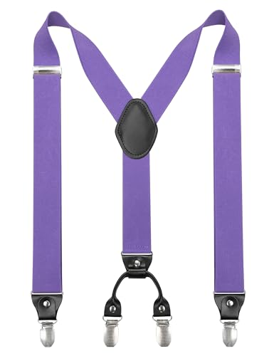 JEMYGINS Hosenträger Herren breit 3,5 cm mit 4 Hosenträger Clips in Y-Form Elastisch und Längenverstellbar Lavendel lila von JEMYGINS