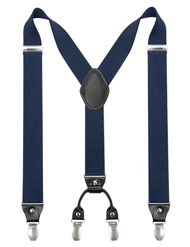JEMYGINS Hosenträger Herren breit 3,5 cm mit 4 Hosenträger Clips in Y-Form Elastisch und Längenverstellbar Marine JEMYGINS Hosenträger Herren breit 3,5 cm mit 4 Hosenträger Clips in Y-Form Elastisch und Längenverstellbar Marine von JEMYGINS