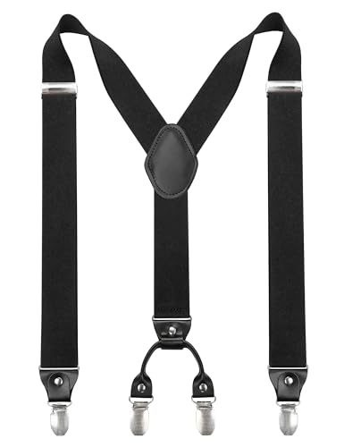 JEMYGINS Hosenträger Herren breit 3,5 cm mit 4 Hosenträger Clips in Y-Form Elastisch und Längenverstellbar Schwarz JEMYGINS Hosenträger Herren breit 3,5 cm mit 4 Hosenträger Clips in Y-Form Elastisch und Längenverstellbar Schwarz von JEMYGINS