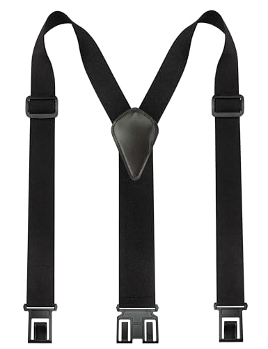 JEMYGINS Hosenträger mit Schnellverschluss Verstellbare Y-Form Arbeitshosenträger mit Steckverschluss für Männer Elastische und Robuste Hosenträger für Beruf Handwerk & Outdoor Schwarz von JEMYGINS