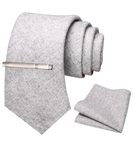 JEMYGINS Kaschmir Wolle Grau Krawatte und Einstecktuch Krawattenklammer Sets für Herren(7) von JEMYGINS