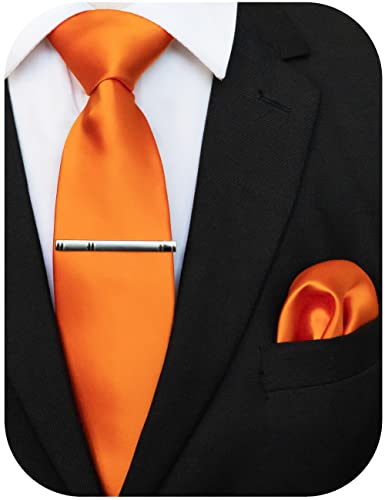 JEMYGINS Klassisch Formal Elegant Herren Seidenkrawatte Set-Krawatte & Einstecktuch Sets Orange 2 von JEMYGINS