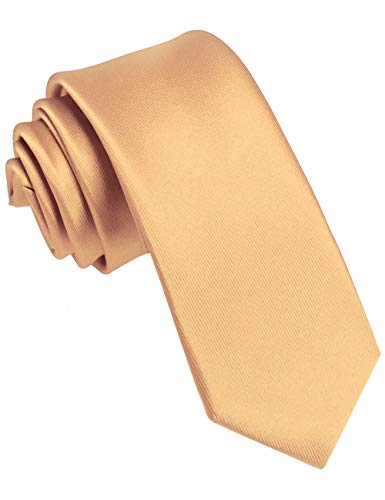 JEMYGINS Schmale Herren Krawatte einfarbig in verschiedenen Farben 6cm (gold2) von JEMYGINS