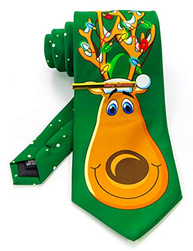 JEMYGINS Krawatte Herren Elk in Seide Weihnachten Weihnachtsgeschenke und Krawattenklammer Set(1) von JEMYGINS