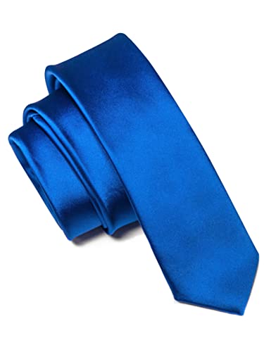 JEMYGINS Krawatte Herren Schmale 5CM Satin Blau in Seide Hochzeit Schlips von JEMYGINS