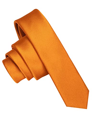 JEMYGINS schmale Herren Krawatte einfarbig in verschiedenen Farben 4cm, Hellorange, Slim von JEMYGINS