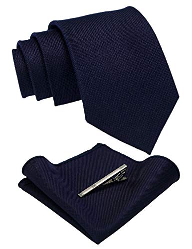 JEMYGINS Krawatte Herren Klassische Baumwoll Karierte Mehrfarbige Marine Inklusive Einstecktuch Krawattenklammer Set von JEMYGINS
