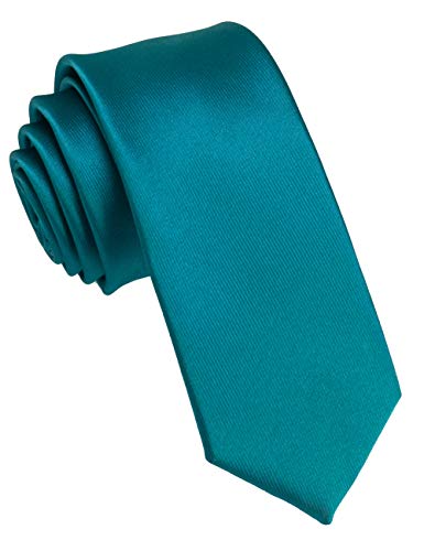 JEMYGINS Schmale Herren Krawatte einfarbig in verschiedenen Farben 6cm (Aquablau) von JEMYGINS