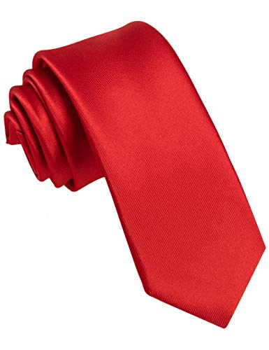 JEMYGINS Schmale Herren Krawatte einfarbig in verschiedenen Farben 6cm (Rot2) von JEMYGINS