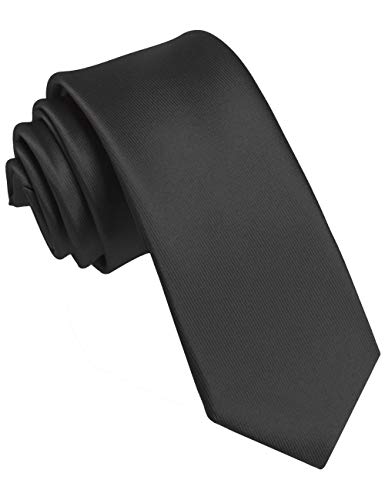 JEMYGINS Schmale Herren Krawatte einfarbig in verschiedenen Farben 6cm (Schwarz2) von JEMYGINS