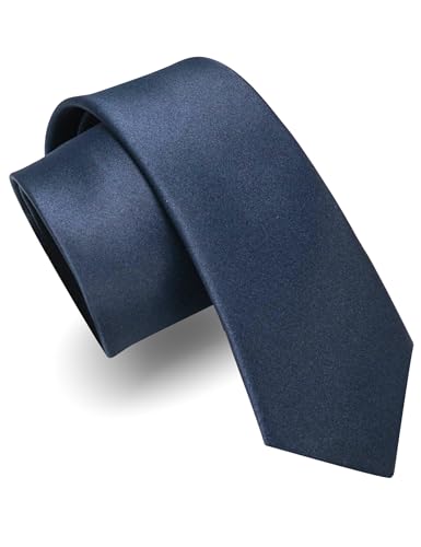 JEMYGINS Schmale Herren Matte Krawatte einfarbig in verschiedenen Farben 6cm Navy blau von JEMYGINS