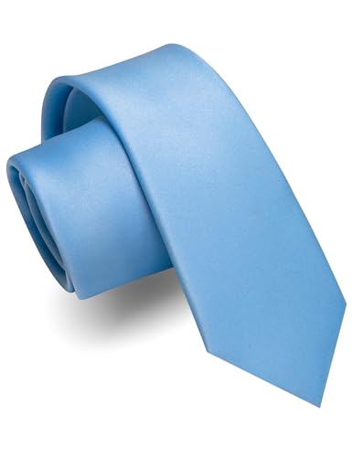 JEMYGINS Schmale Herren Matte Krawatte einfarbig in verschiedenen Farben 6cm hellblau von JEMYGINS