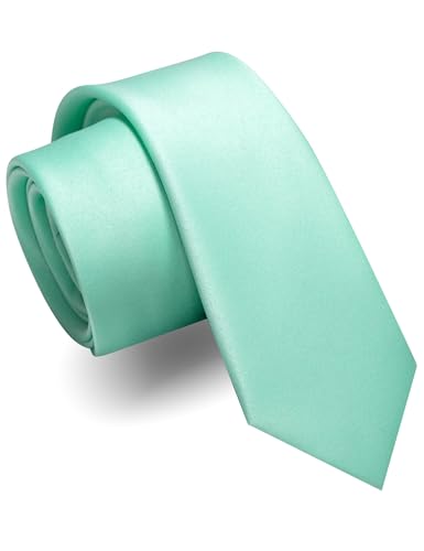 JEMYGINS Schmale Herren Matte Krawatte einfarbig in verschiedenen Farben 6cm hellgrün von JEMYGINS