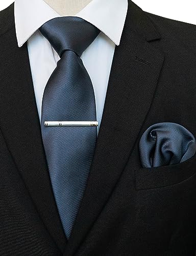 JEMYGINS Seide Krawatte Krawatten und Einstecktuch mit krawattenklammer Set für Herren Seidenkrawatten Hochzeit Schlips,Farbe Wolframstahl JEMYGINS Seide Krawatte Krawatten und Einstecktuch mit krawattenklammer Set für Herren Seidenkrawatten Hochzeit Schlips,Farbe Wolframstahl von JEMYGINS